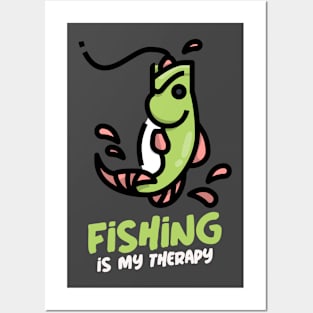 Fishing is my therapy 4 Posters and Art